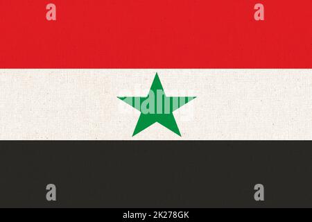 Yemen national flag on textured background. Fabric Texture Stock Photo