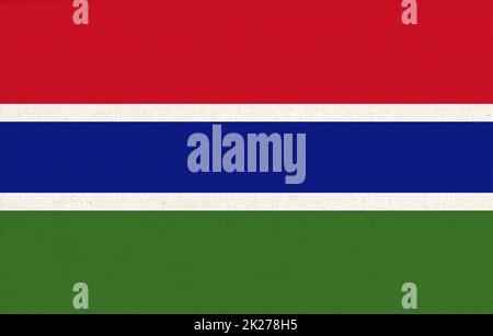 flag of Gambia. National Gambian flag on fabric surface Stock Photo