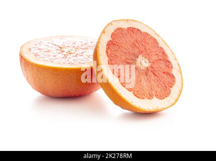 Sliced citrus fruit. Chopped fresh grapefruit.isolated on white background. Stock Photo