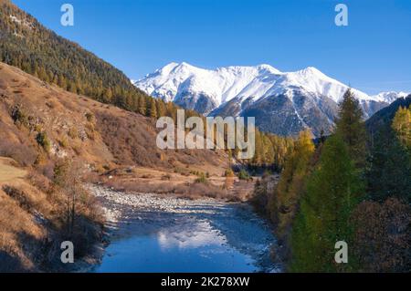 View at a snow covered mountain top Stock Photo