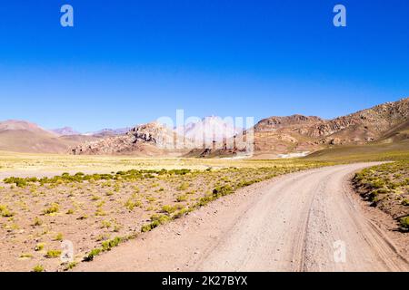 Bolivian dirt road view,Bolivia Stock Photo