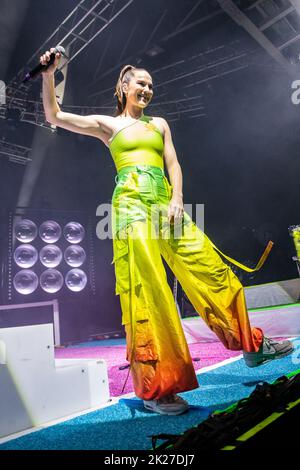 Milan Italy. 21 September 2022. The American house duo SOFI TUKKER performs live on stage at Fabrique during the 'Wte Tennis Tour 2022'. Stock Photo