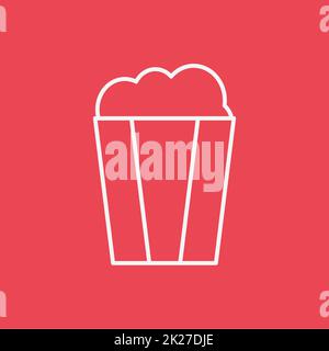 Cinema food line icon concept. Cup of popcorn Stock Photo