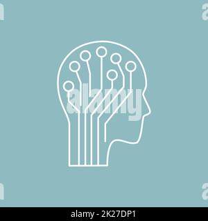 Artificial intelligence and machine learning line icon Stock Photo