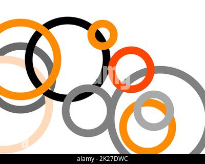 Abstract grey orange circles with white background Stock Photo