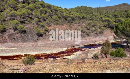 Riverbed of the Riotinto river in the mining area of Huelva Stock Photo
