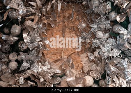 Christmas decoration with silver balls Stock Photo