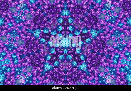 Purple and Blue Abstract Beaded Background Kaleidoscope Stock Photo