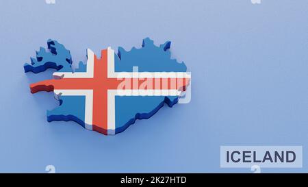 Iceland map 3D illustration. 3D rendering image and part of a series ...