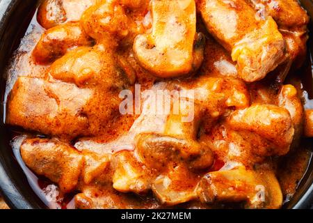 Delicious beef stroganoff meat Stock Photo