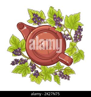 black currant tea illustration Stock Photo