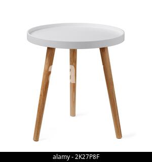End table, round coffee table isolated on white Stock Photo