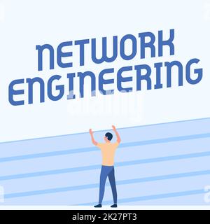 Text showing inspiration Network Engineering. Business showcase professional who has the skills to oversee the net Athletic Man Standing On Track Field Raising Both Hand Showing Celebration. Stock Photo