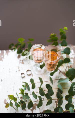 glass of rose wine Stock Photo