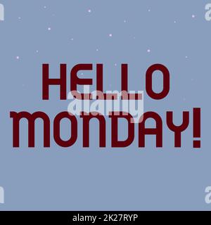 Conceptual caption Hello Monday. Business concept Good morning greeting for the inspiring first day of work Line Illustrated Backgrounds With Various Shapes And Colours. Stock Photo