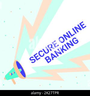Inspiration showing sign Secure Online Banking. Business showcase protect digital bank for internet transactions Megaphone Drawing With Lightning Wave Sound Making Loud Announcement. Stock Photo