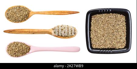 set of various ajwain seeds isolated on white Stock Photo