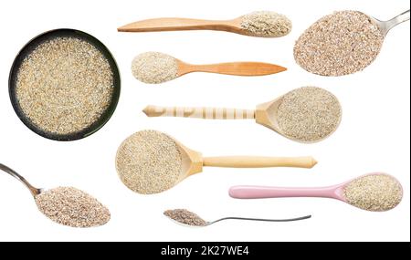 set of various rye brans isolated on white Stock Photo