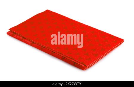 Red Kitchen towel isolated on white background Stock Photo