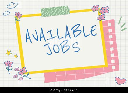 Conceptual caption Available Jobs. Word for a job that is available for someone to start doing Vacancy Blank Frame Decorated With Abstract Modernized Forms Flowers And Foliage. Stock Photo