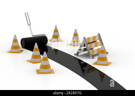 Street Rulo Paint Painting road with roller brush Stock Photo - Alamy