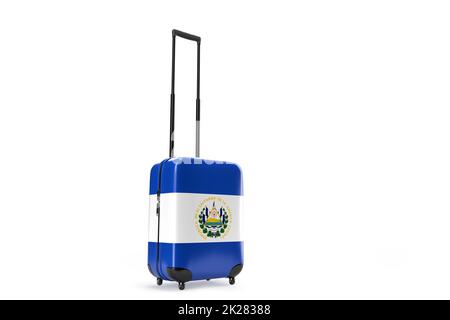 Travel suitcase with the flag of El Salvador. Travel concept. Isolated. 3D Rendering Stock Photo