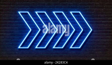 Neon sign on a brick wall - Arrows Stock Photo