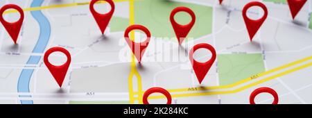 Road Map With Navigation Icons Stock Photo