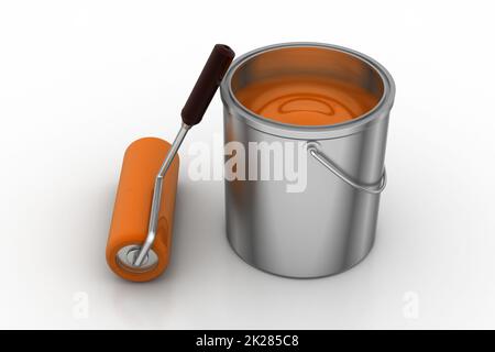 Roller brush with bucket Stock Photo