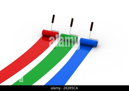 Roller brush with rgb color Stock Photo