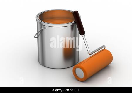 Roller brush with bucket Stock Photo