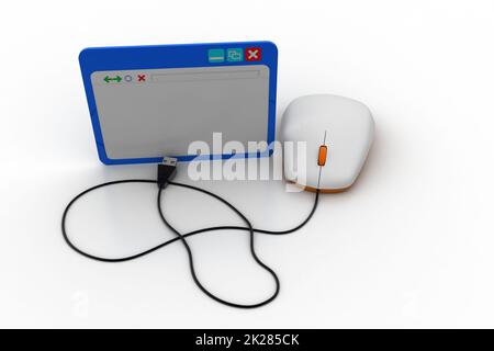 Browser window connected with mouse Stock Photo - Alamy