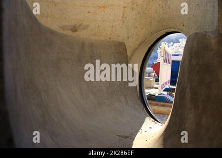 View into a sewage shaft from the perspective of the canal Stock Photo