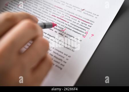 Editing Essay Content On Paper Stock Photo