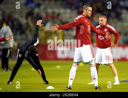 Wales' Gareth Bale warming up prior to kick-off before the UEFA Nations League Group D Match at King Baudouin Stadium, Brussels. Picture date: Thursday September 22, 2022. Stock Photo