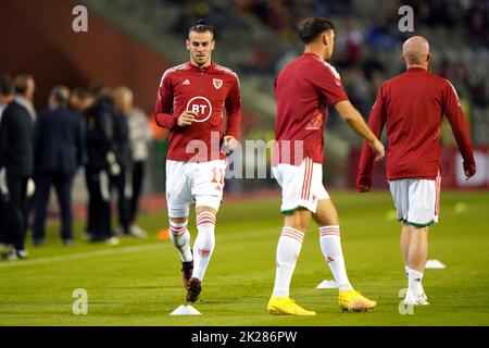Wales' Gareth Bale warming up prior to kick-off before the UEFA Nations League Group D Match at King Baudouin Stadium, Brussels. Picture date: Thursday September 22, 2022. Stock Photo