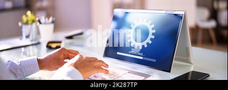 Business Computer Online Update Stock Photo