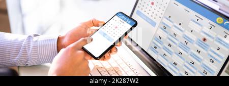 African American Doing Calendar Schedule Planning Stock Photo