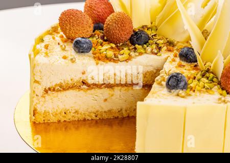 Close up of cake with mascarpone cream Stock Photo