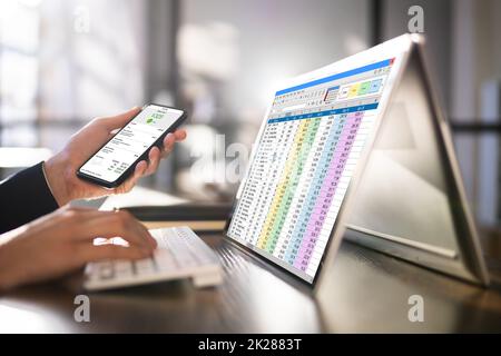 Man Analyzing Digital E Invoice Stock Photo