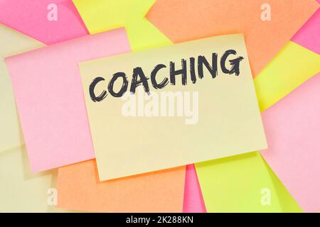 Coaching and mentoring education training workshop learning seminar note paper Stock Photo
