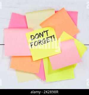 Don't forget date meeting remind reminder notepaper business concept note paper Stock Photo