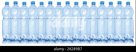 Water bottles in a row set bottle collection isolated on white Stock Photo
