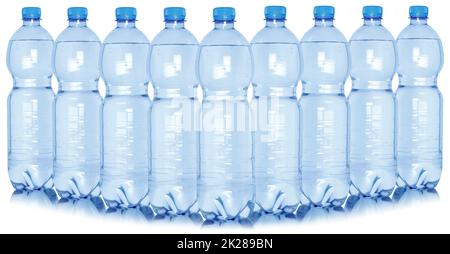 Water bottles collection group isolated on white Stock Photo