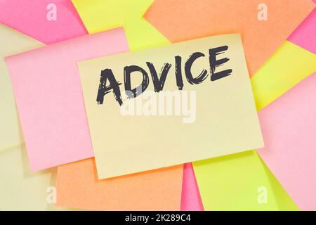 Advice support help assistance business concept problem solution note paper Stock Photo