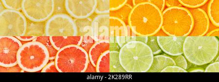 Citrus fruits oranges lemons food background banner collection collage set fruit Stock Photo