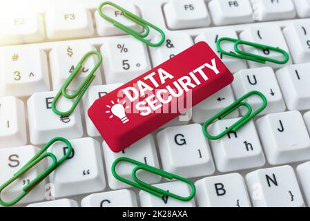 Text caption presenting Data Security. Conceptual photo Protected important personal data from unauthorized access Abstract Typing New Spreadsheets, Organizing Filing Systems Concept Stock Photo