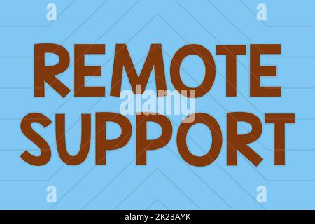 Text showing inspiration Remote Support. Concept meaning help endusers to solve computer problems and issues remotely Line Illustrated Backgrounds With Various Shapes And Colours. Stock Photo