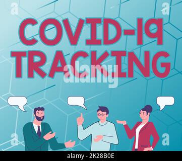 Handwriting text Covid 19 Tracking. Conceptual photo Distinguishing process of the possible infected individuals Partners Chatting Building New Wonderful Ideas For Skills Improvement. Stock Photo