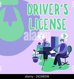 Conceptual caption Driver S License. Business concept a document permitting a person to drive a motor vehicle Partners Sharing New Ideas For Skill Improvement Work Strategies.
